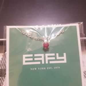 Silver chain with red stone